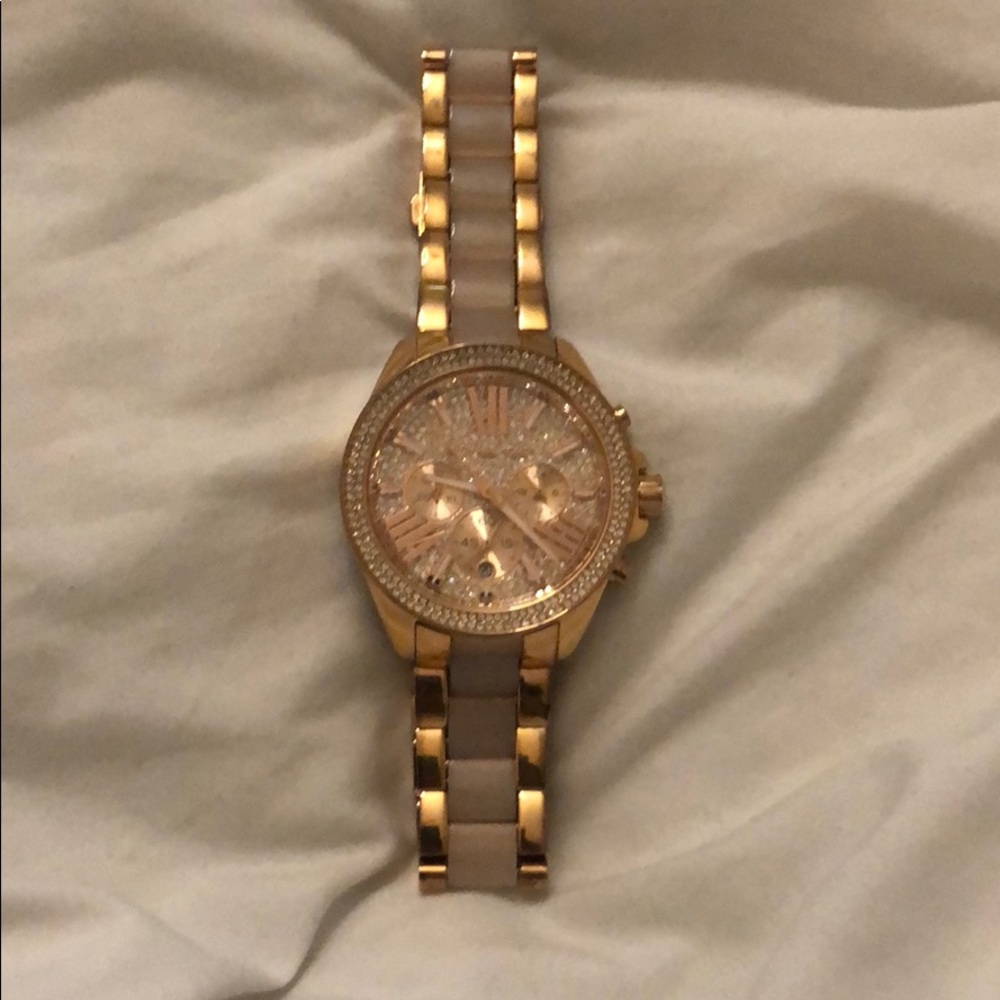 Michael Kors rose gold/pink  watch w/ pave face